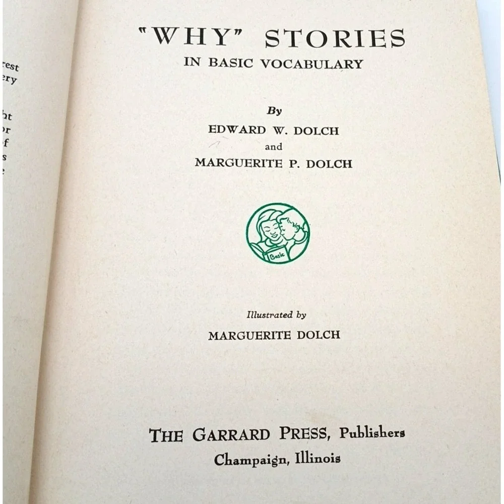 Why Stories Edward W. Dolch Hardcover HC Vintage Childrens Book‎